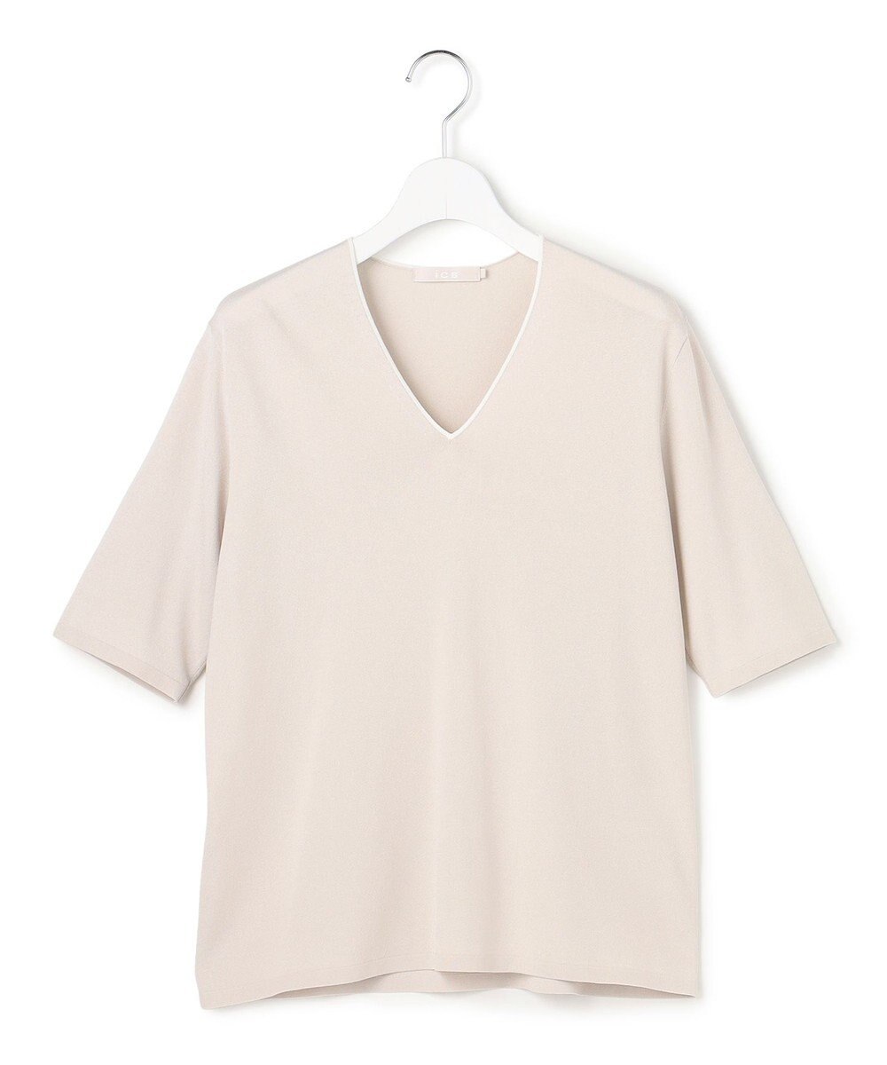 ICB L 【先行予約・WEB限定カラーあり】 シンセティックハイゲージ 半袖Vネックニット 