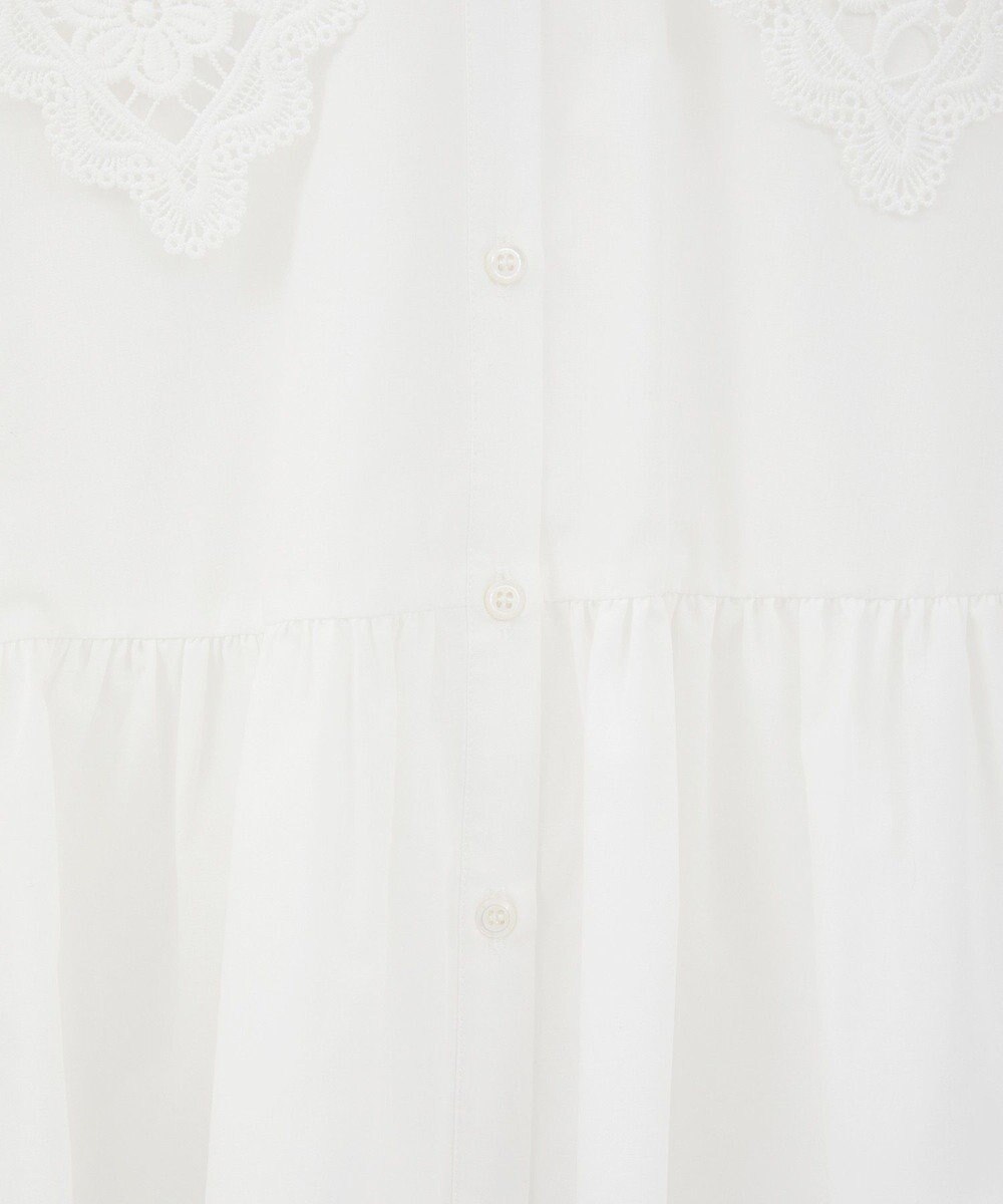 earth music&ecology 【コットン混】レース襟フレアヘムブラウス 