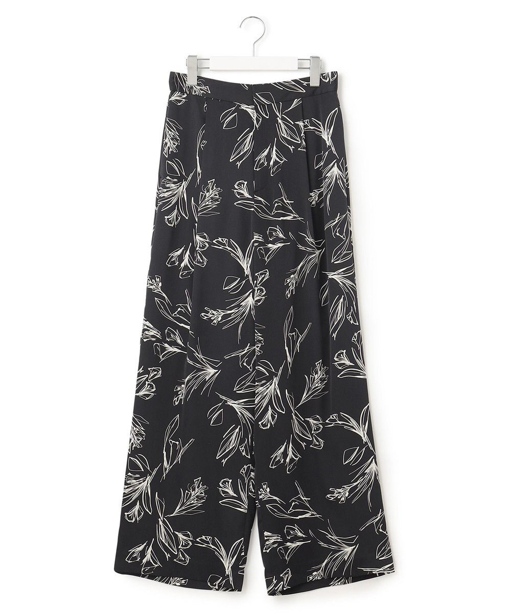 23区 【洗える】ラインフラワープリント ワイドパンツ 