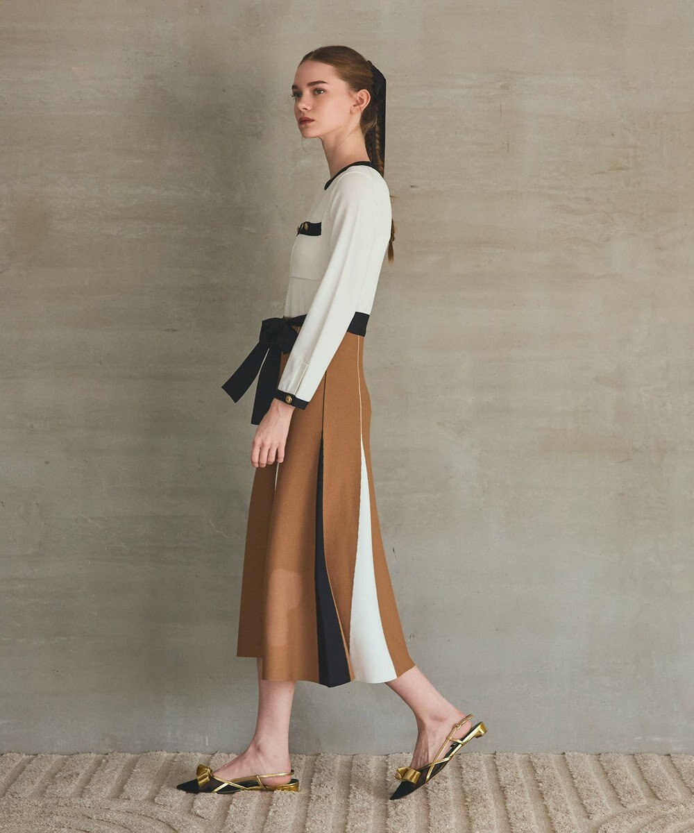 GRACE CONTINENTAL ニットバイカラージャガードワンピース 