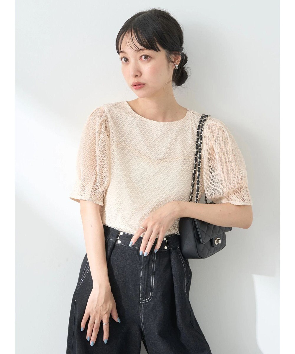 earth music&ecology 袖シアーレースプルオーバー 