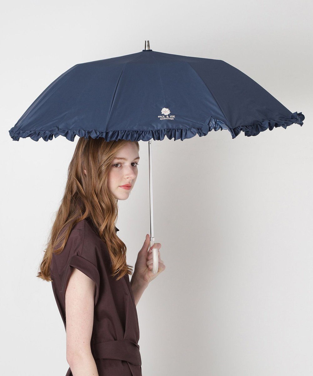 MOONBAT 【一級遮光/晴雨兼用/遮熱/UV】PAUL&JOE ACCESSOIRES(ポール & ジョー)晴雨兼用日傘 クリザンテームワンポイントフリル 