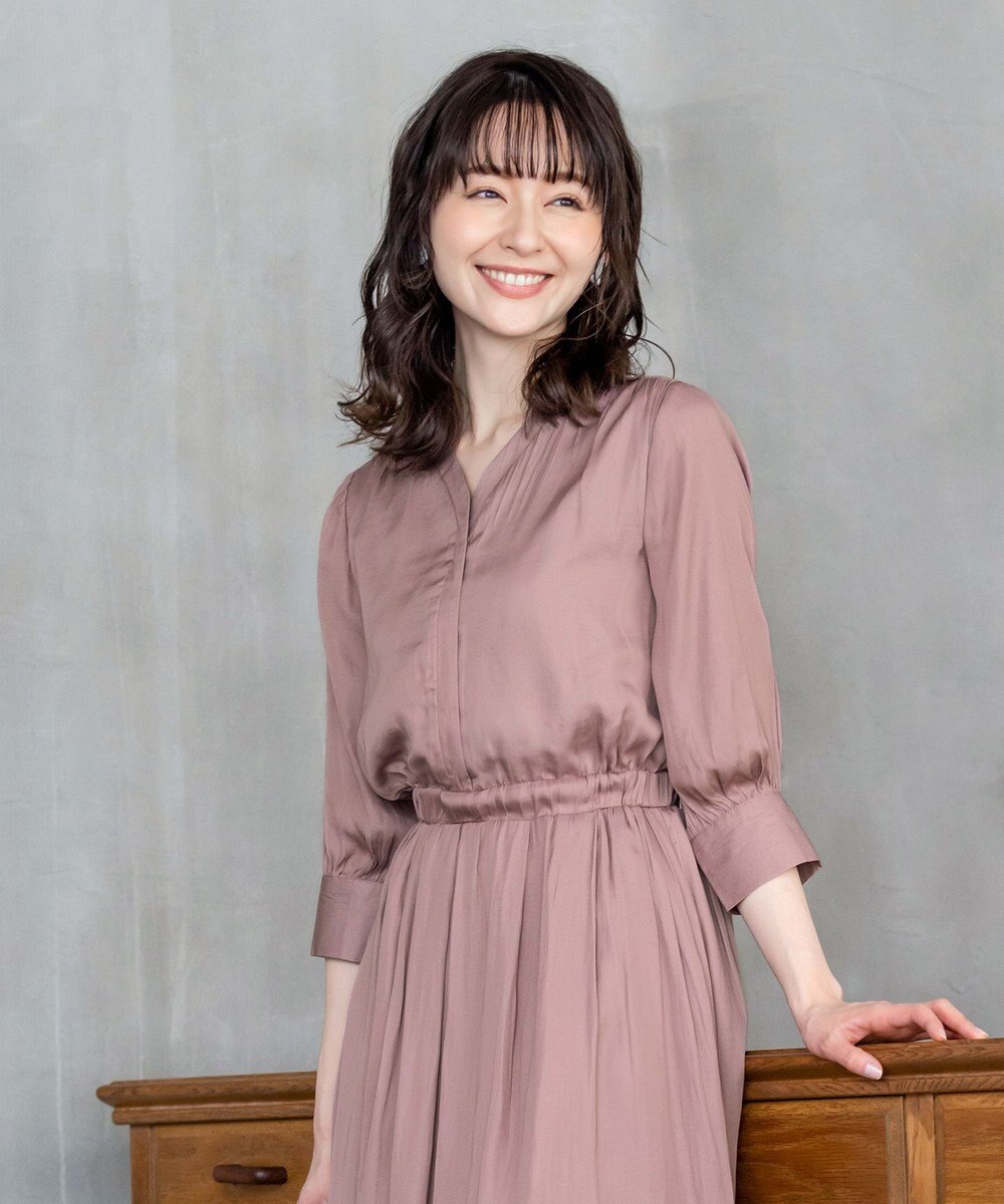 Tiaclasse L 【洗える】スタイルアップも叶うヴィンテージサテンワンピース 