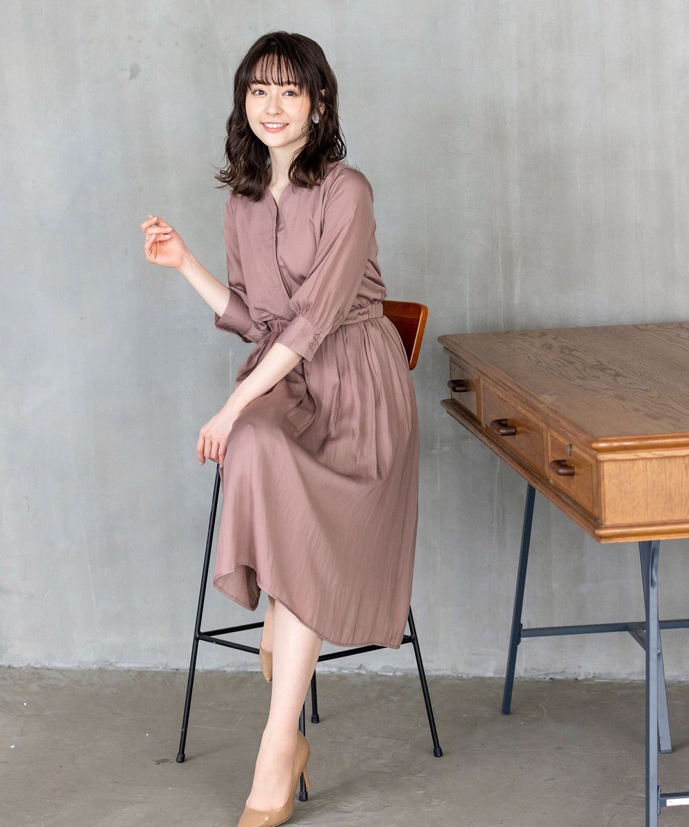 Tiaclasse L 【洗える】スタイルアップも叶うヴィンテージサテンワンピース 