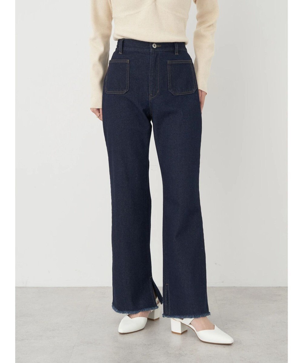 earth music&ecology フロントポケットフレアデニム 