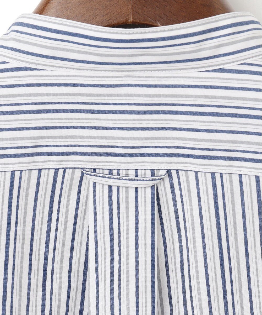 J.PRESS MEN ポプリンマルチストライプ バンドカラーシャツ 