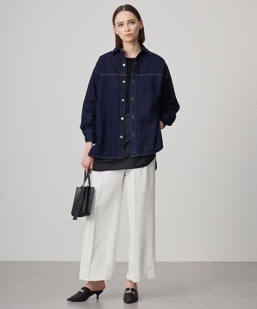 ICB 【洗える】シルフィルダブルクロス ワイドパンツ 