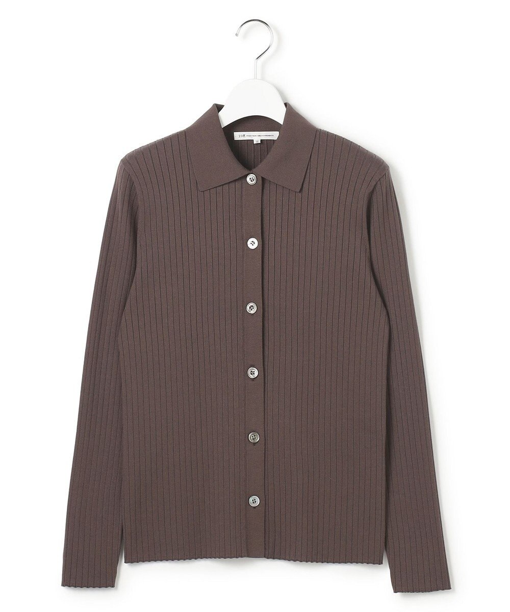 23区 【先行予約】ワイドリブ ポロニット カーディガン 