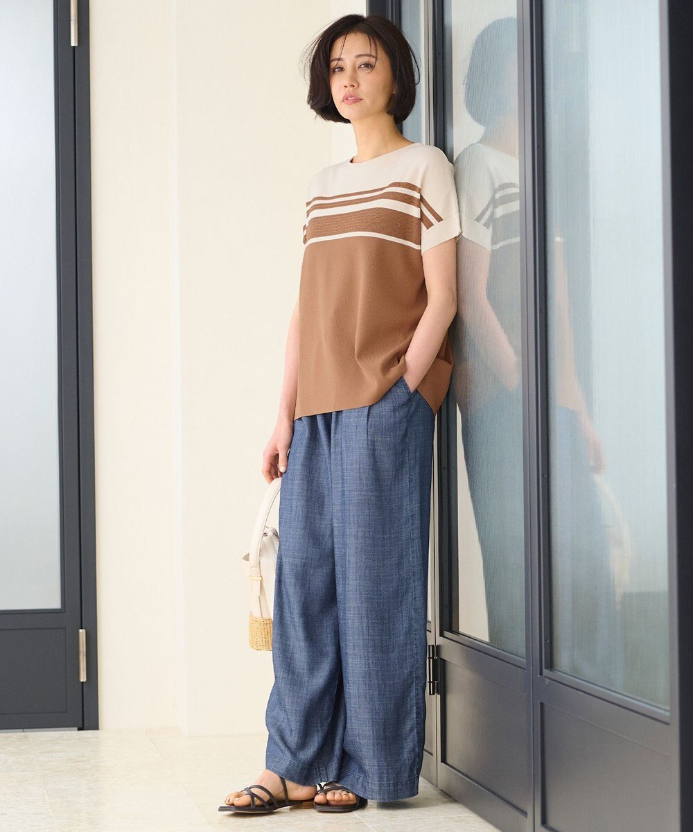 自由区 【洗える・XSサイズあり】テンセルリネンデニムワイド パンツ 