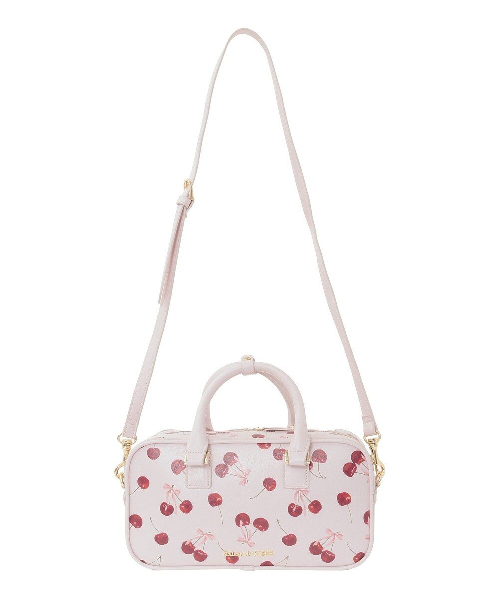 Maison de FLEUR チェリー柄ボストンバッグ 