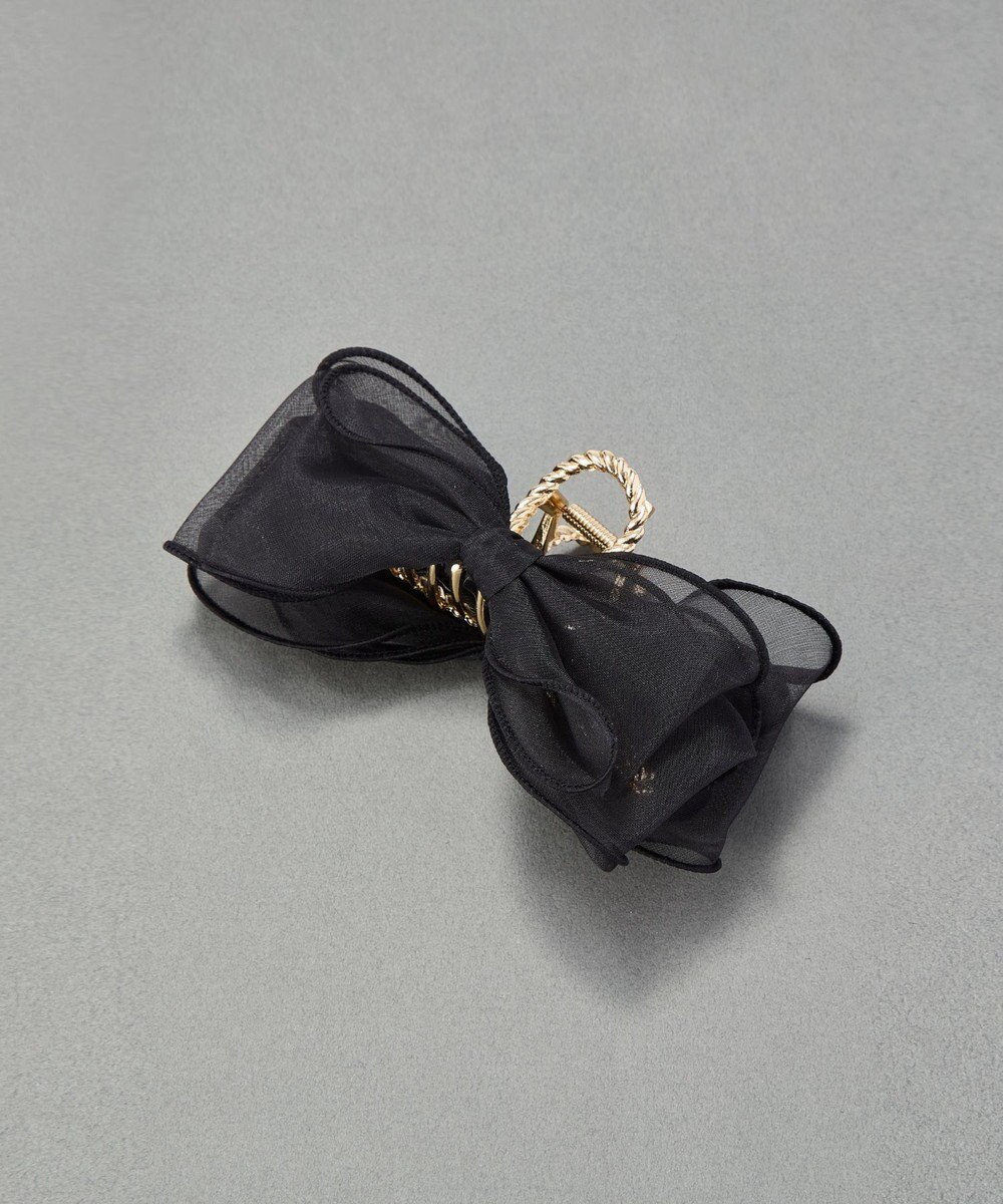 Phoebe ボリュームオーガンジーリボンバンスクリップ　ブラック 