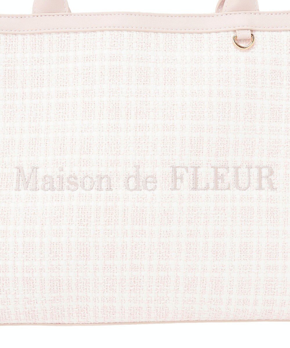 Maison de FLEUR スカーフ付きツイードスクエアトートバッグ 
