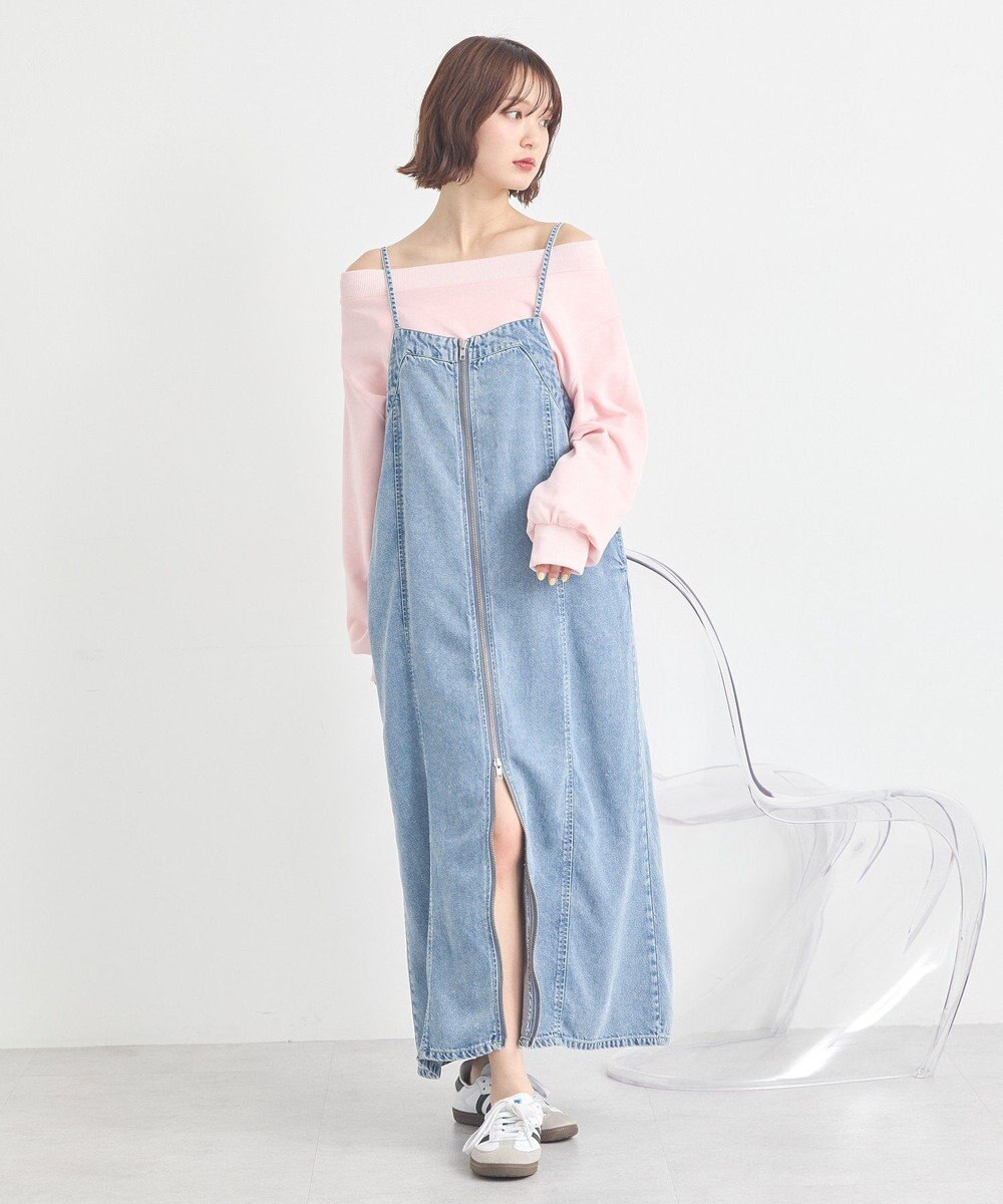 earth music&ecology ダブルジップデニムキャミワンピース 