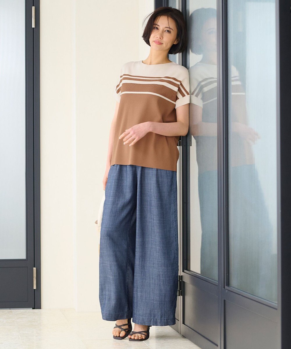 自由区 【洗える・XSサイズあり】テンセルリネンデニムワイド パンツ 