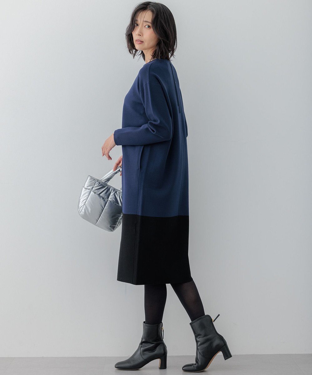 23区 S 【WEB&一部店舗限定カラーあり/洗える】ミラノリブ バイカラーニットワンピース 