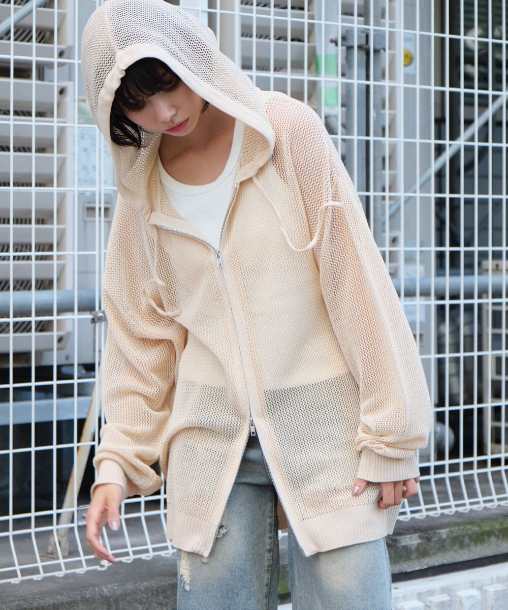 WEGO 【ユニセックス着用ITEM】メッシュニットZIPパーカー 