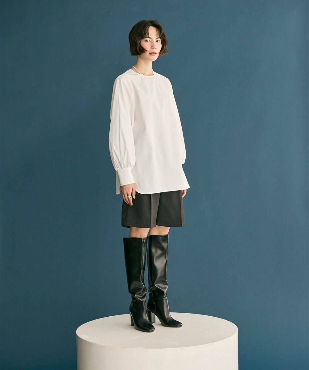 #Newans 【洗濯機可】シャーリングカフスシャツ 