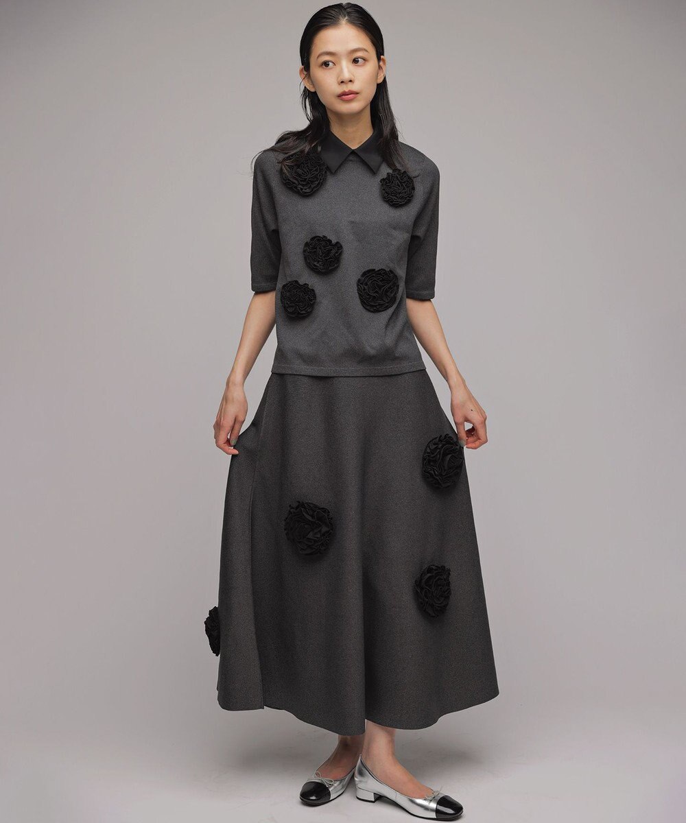 組曲 S 【組曲×setsuko sagittaire】ボンボンフラワー襟付き ニット 