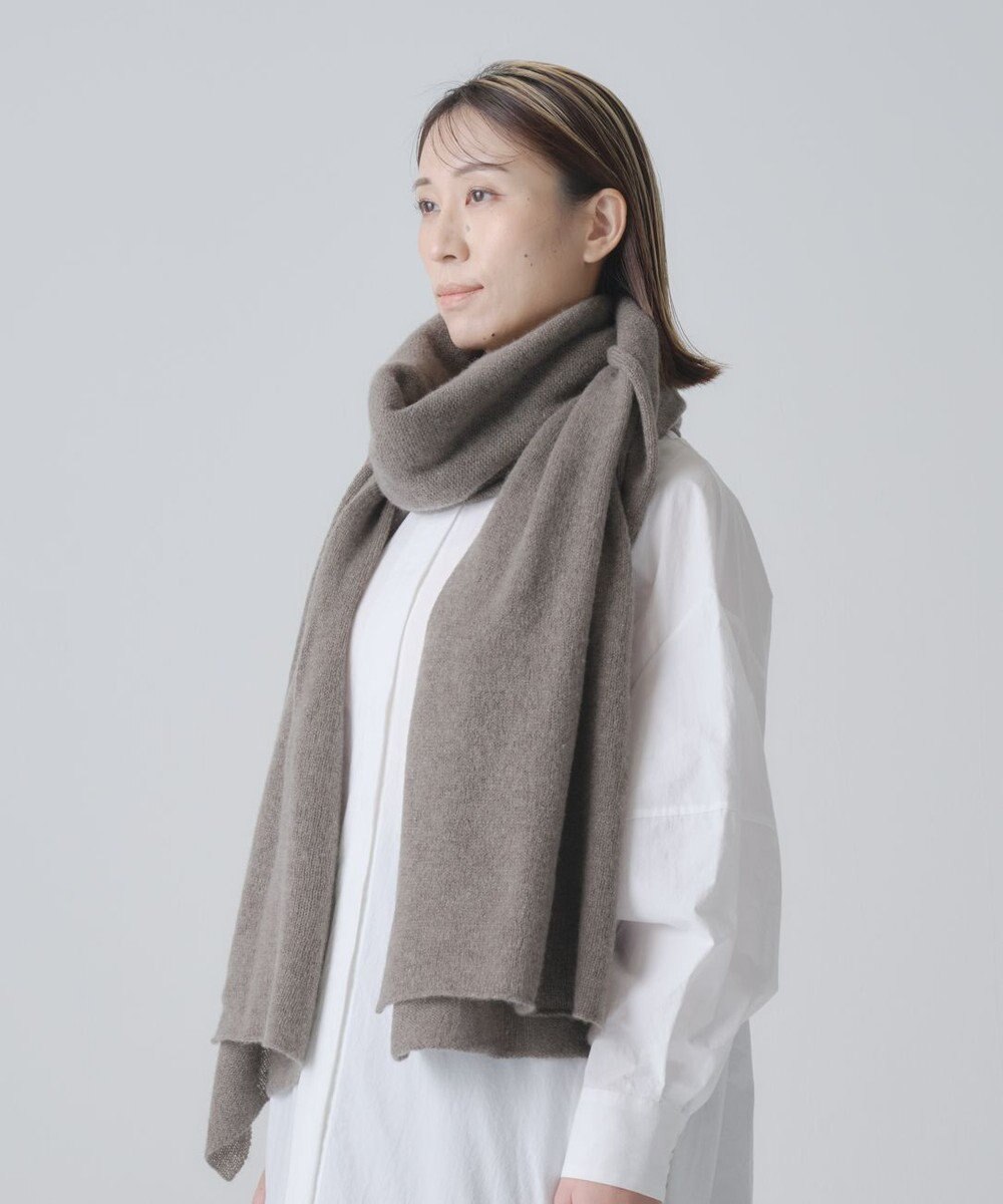 AND WOOL ホワイトカシミヤ100%の大判ストール 