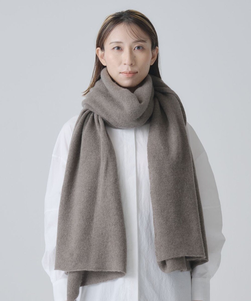 AND WOOL ホワイトカシミヤ100%の大判ストール 