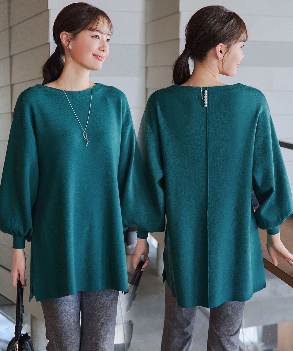 Tiaclasse L 【安田美沙子さん着用・洗える】ボリュームパフスリーブニットチュニック 