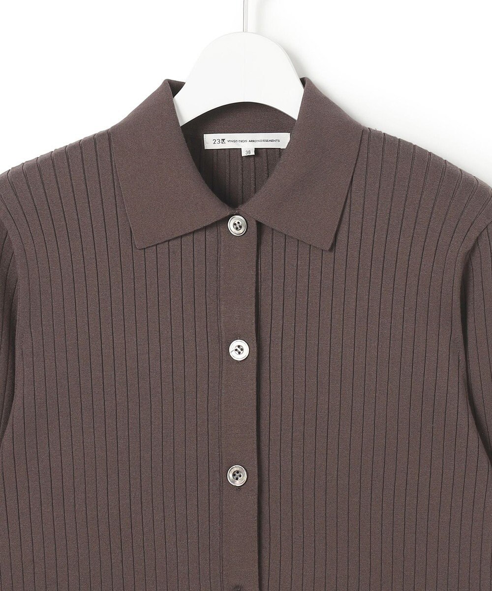 23区 【先行予約】ワイドリブ ポロニット カーディガン 