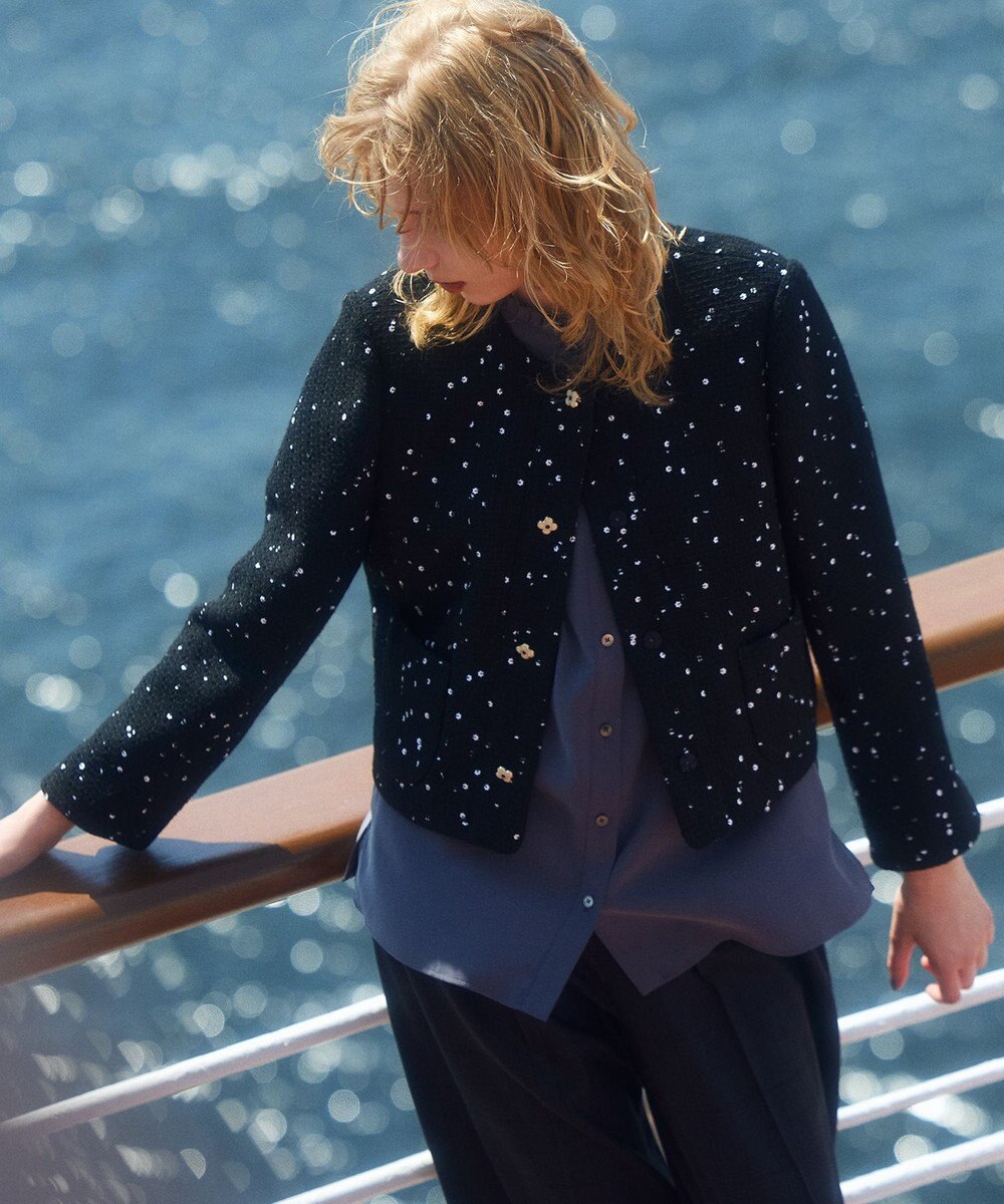 組曲 S フラワースパンコール ツイードジャケット 