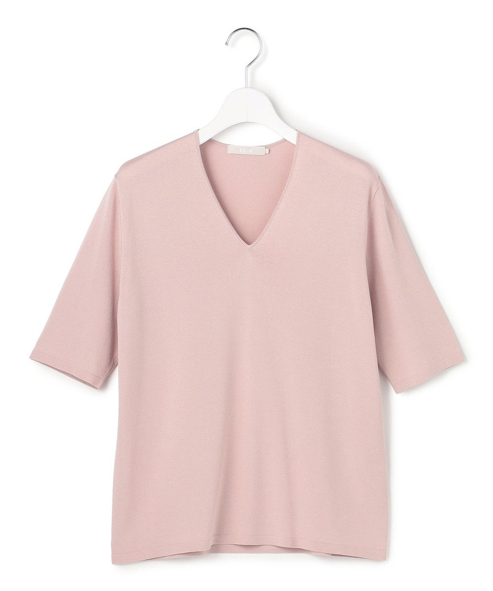 ICB L 【先行予約・WEB限定カラーあり】 シンセティックハイゲージ 半袖Vネックニット 