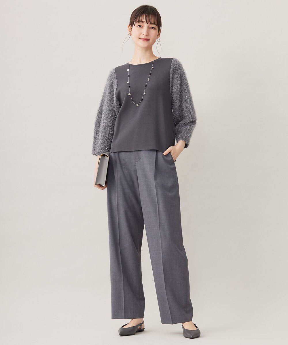 自由区 【洗える】TWラチネストレッチワイド パンツ 