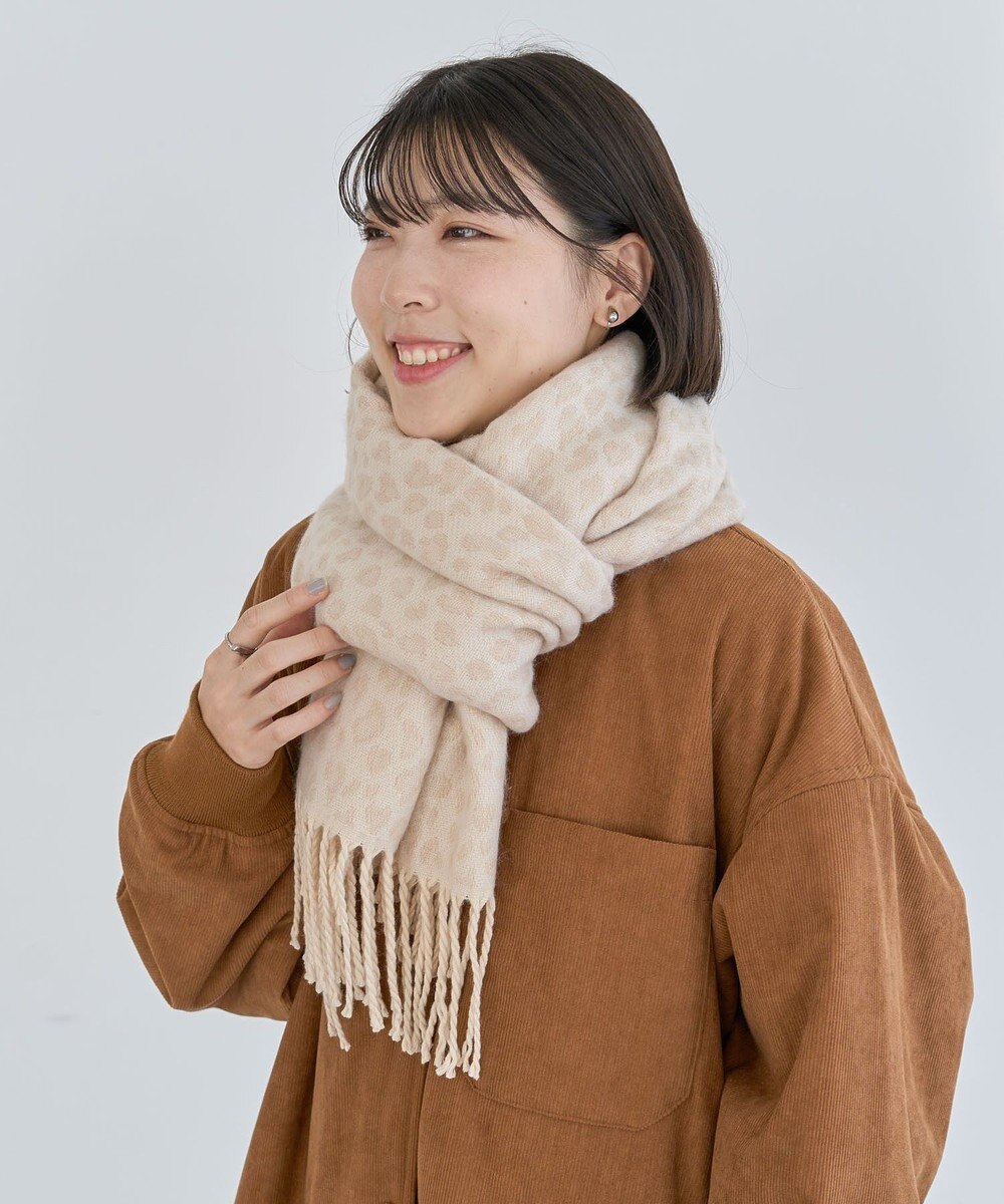 Green Parks レオパードジャガードストール 