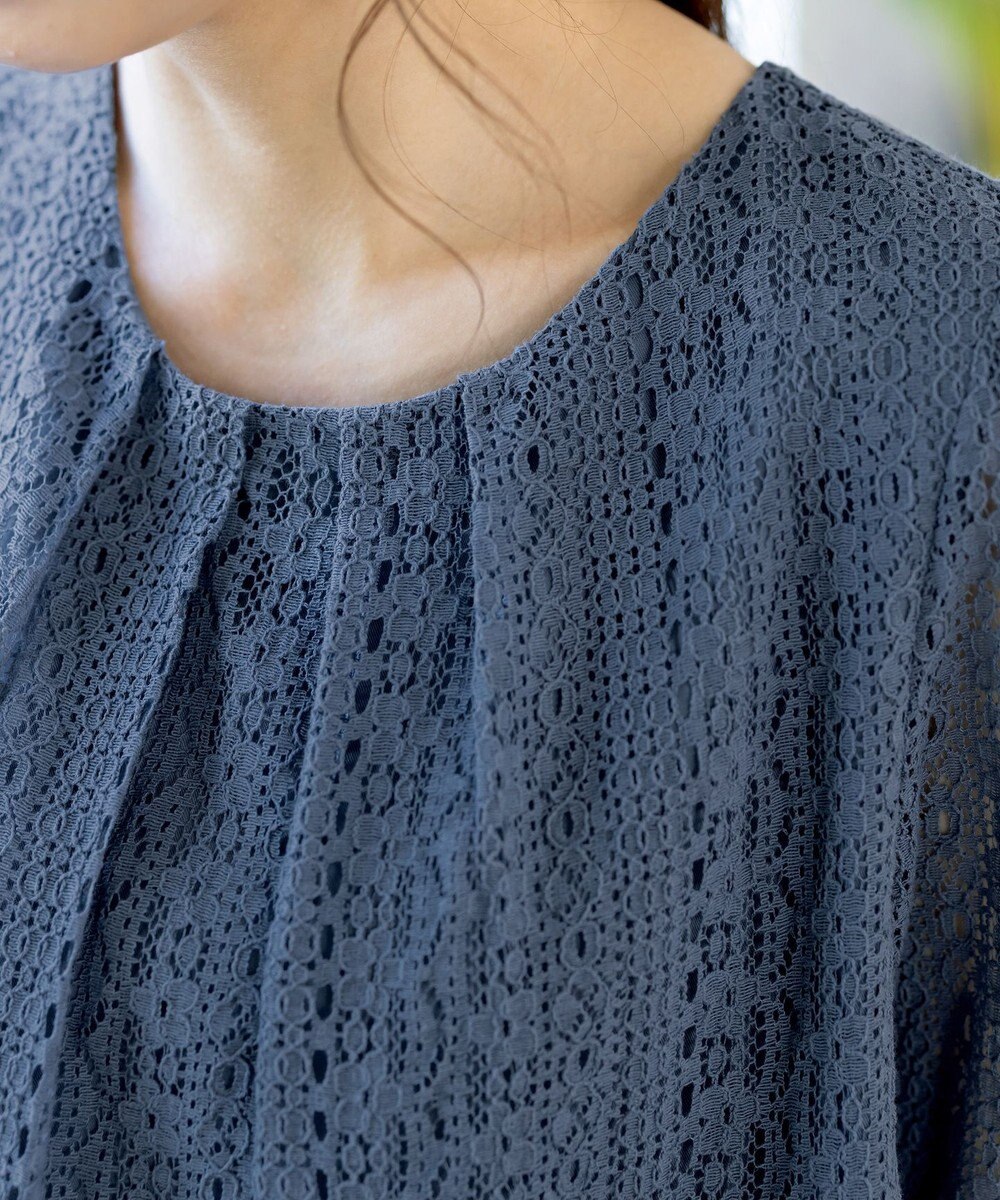 Tiaclasse L 【洗える】レースコンビチュニックブラウス 