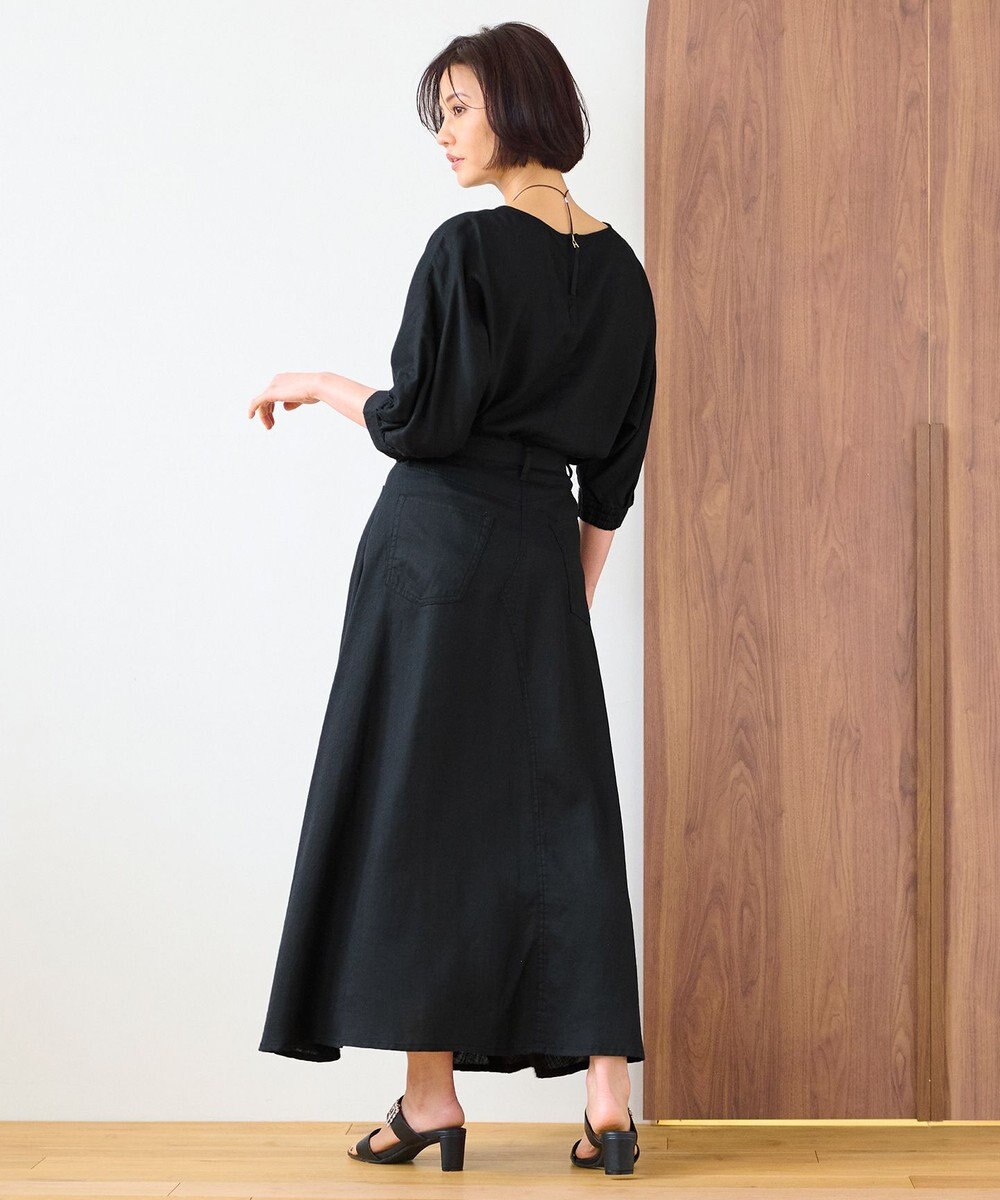 自由区 L 【洗える】テンセルリネンデニム  スカート 