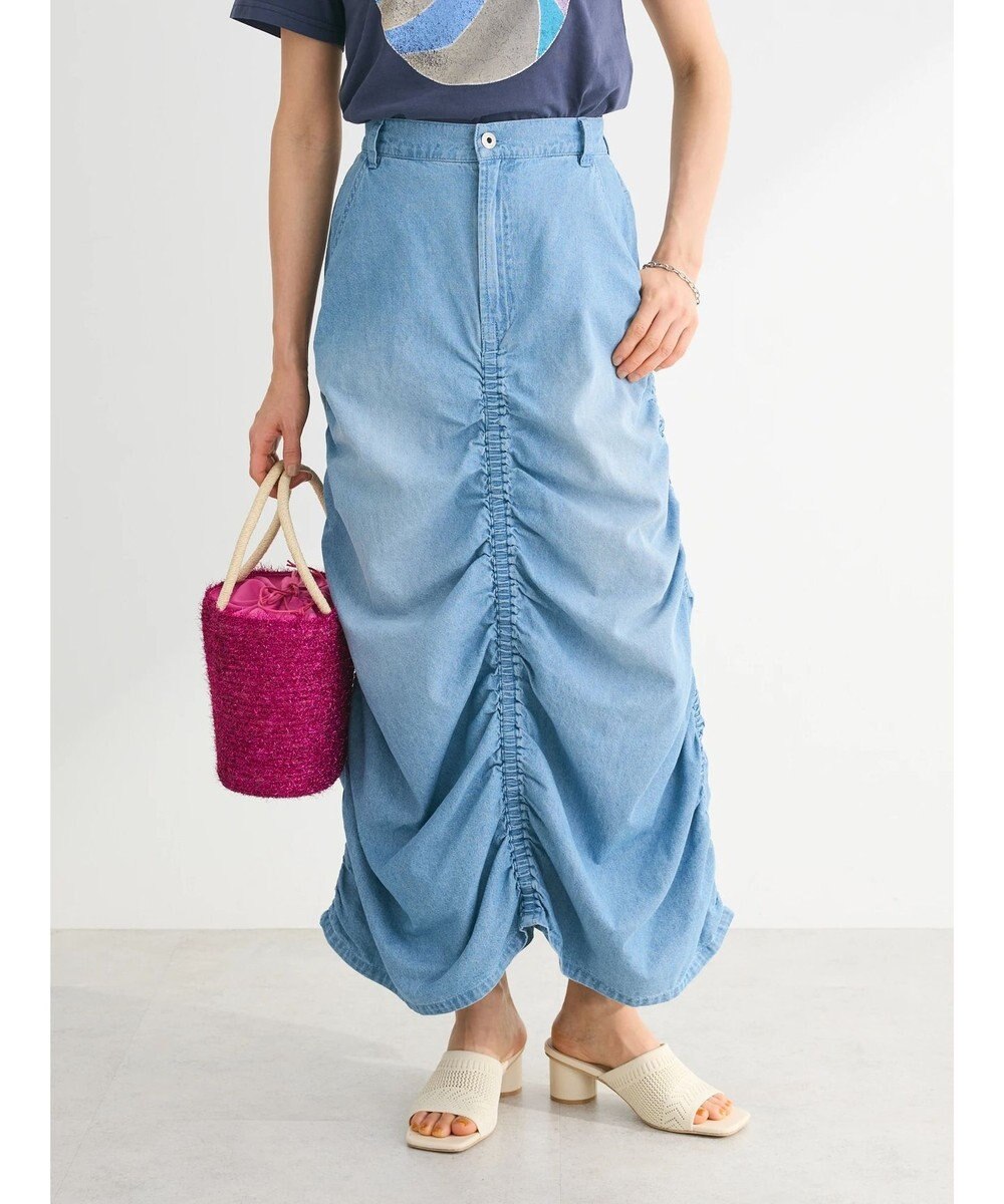 Green Parks ・ＳＵＧＡＲ　ＳＰＯＯＮ　シャーリングデニムスカート 