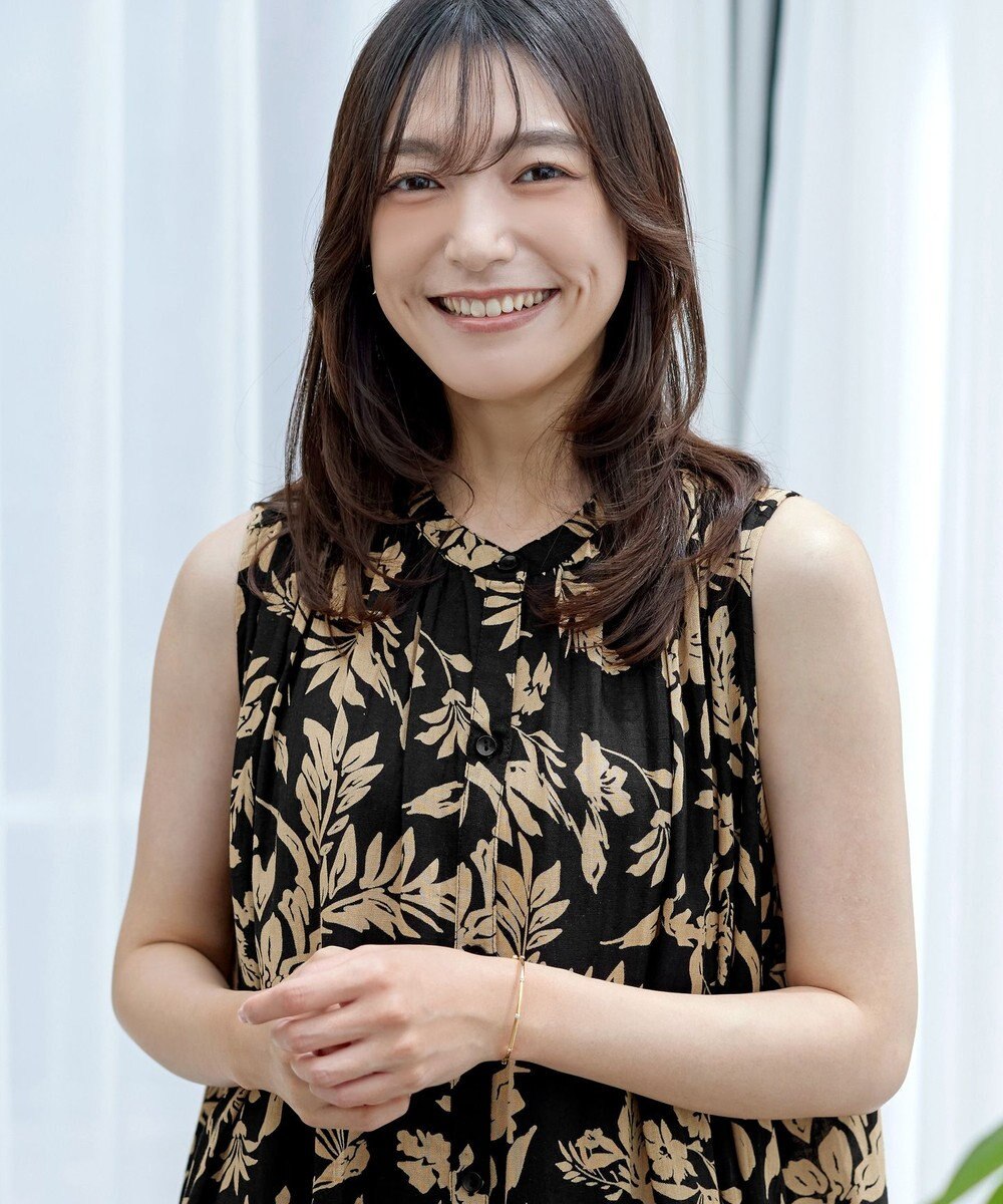 Tiaclasse 【洗える】麻レーヨンボタニカルシャツワンピース 