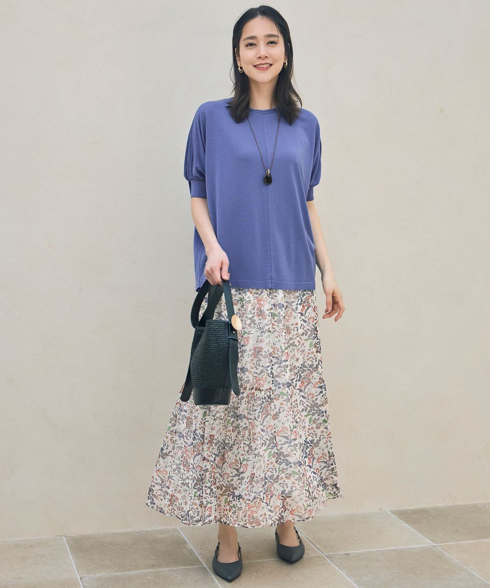 自由区 【カタログ掲載・接触冷感・UVケア・洗える】ドレーピードルマンスリーブ ニットソー 