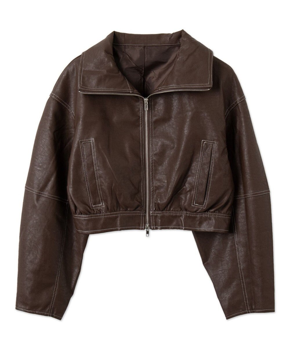 WEGO 配色ステッチWZIPショートブルゾン 