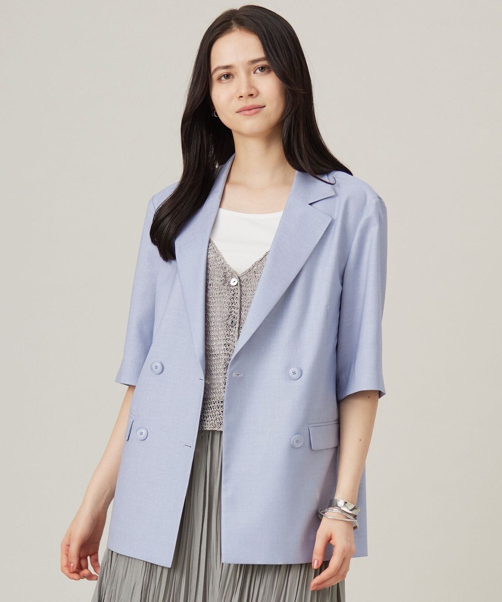 自由区 【洗える】ハーフスリーブ ジャケット 