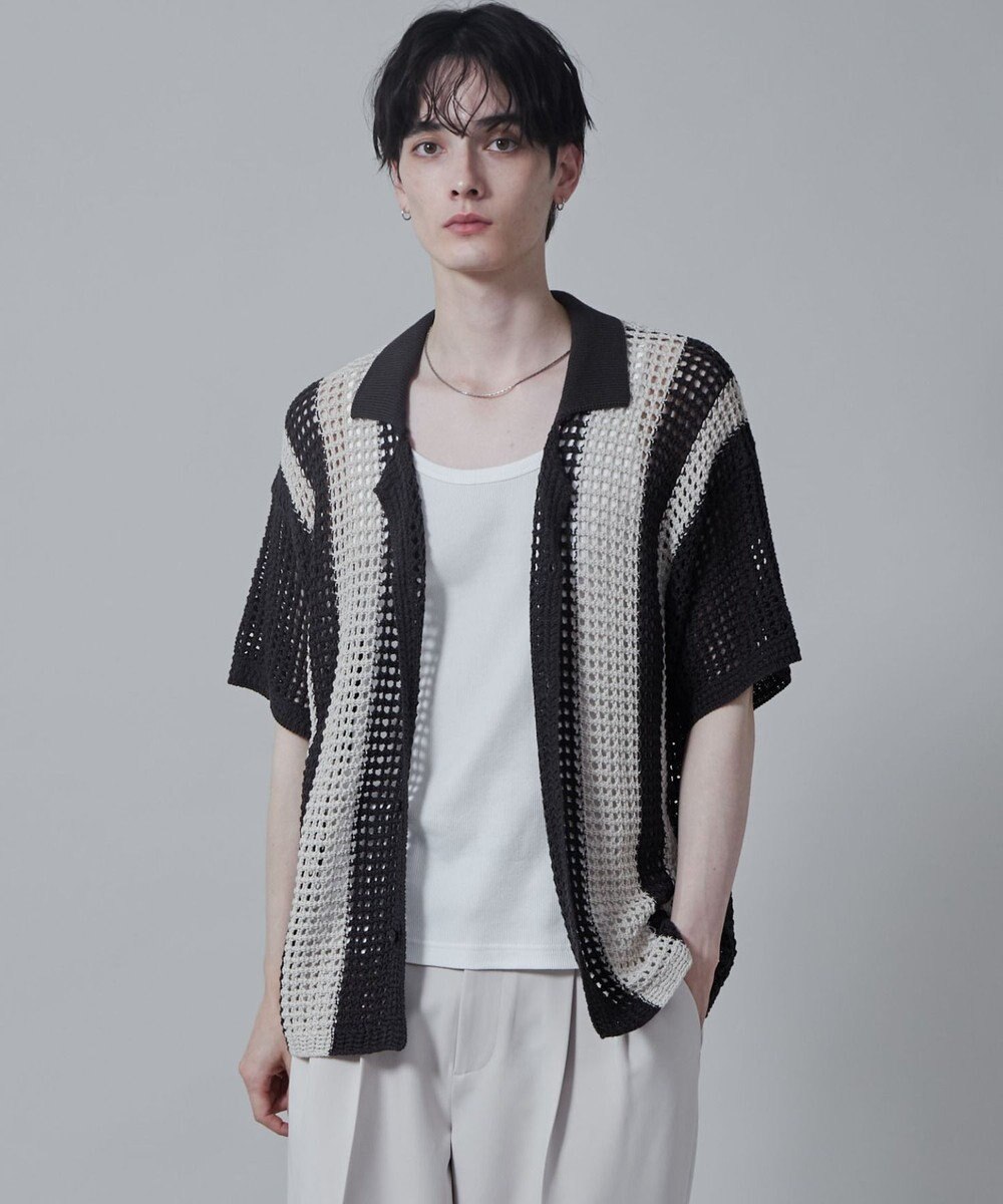 WEGO マルチストライプニットシャツ（S） 