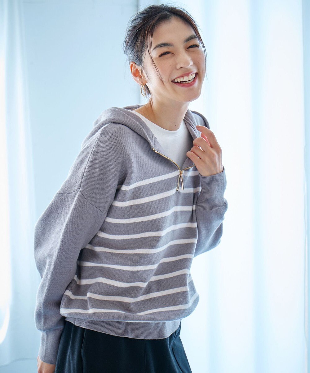 ANY 【洗濯機可】しあわせタッチハーフジップフーディー 