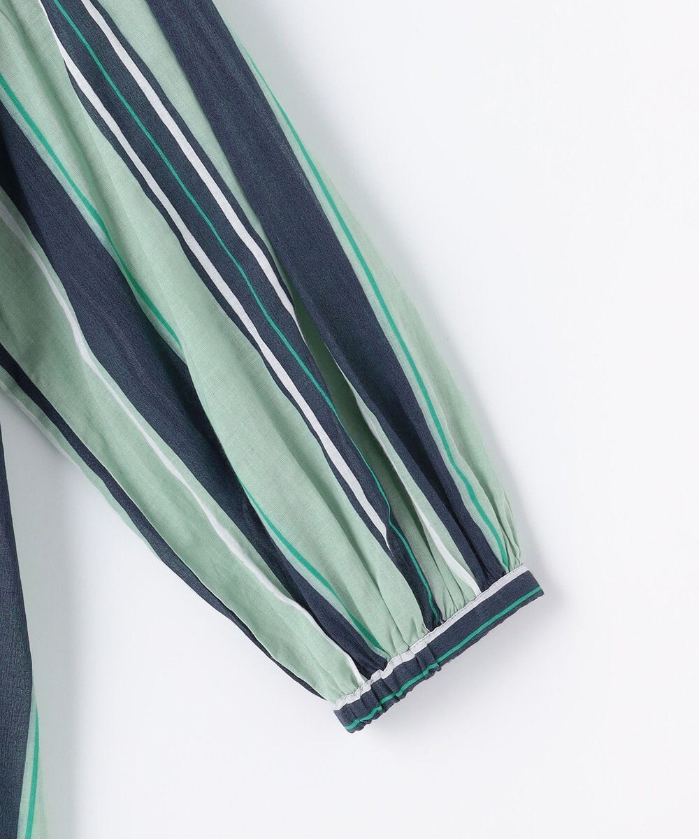 自由区 L 【着映える・涼やか】コットンストライププリントフリル ブラウス 