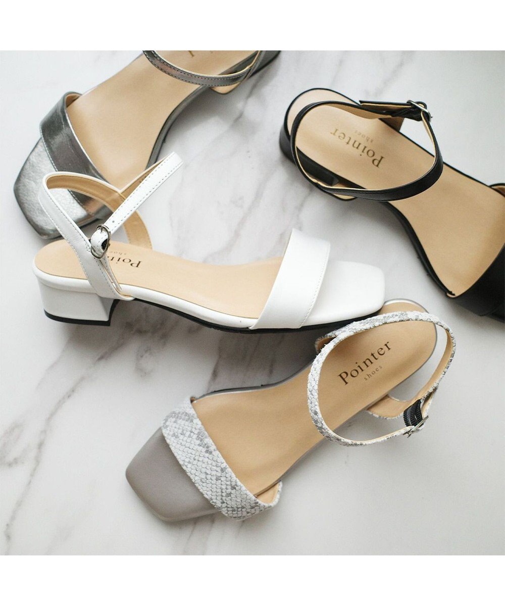 Pointer 日本製 本革スクエアトゥサンダル 