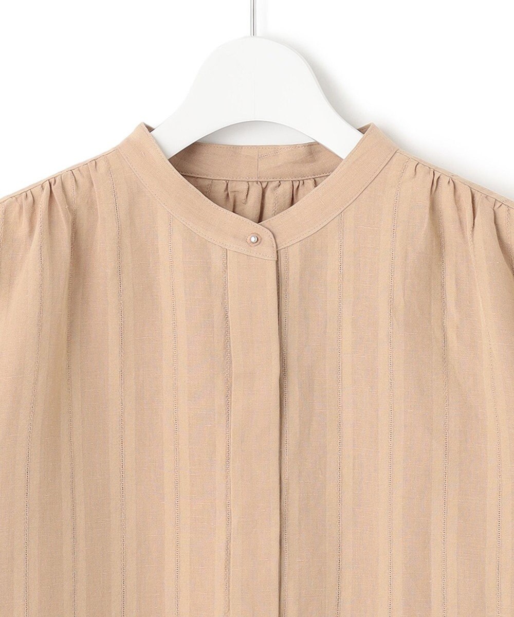 23区 S 【洗える】カラミストライプ ヘンリーネック ブラウス 