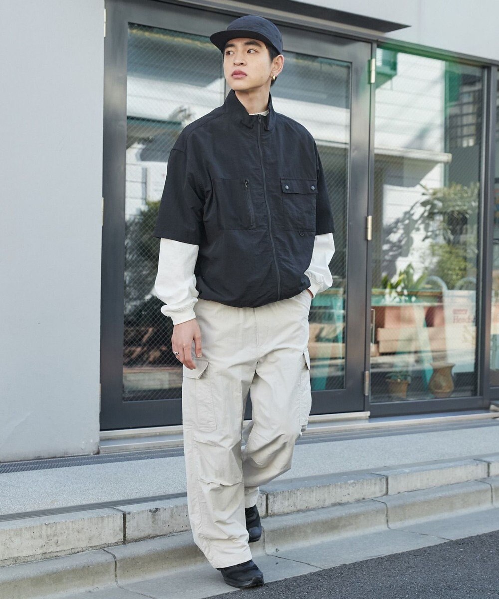 WEGO 【ウエストゴム/MLサイズ展開】ナイロンイージーカーゴパンツ 