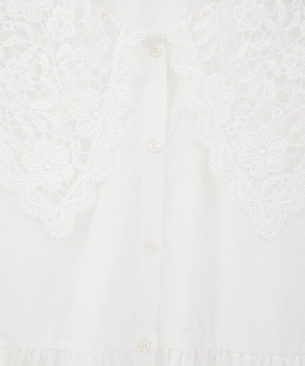 earth music&ecology 【コットン混】レース襟フレアヘムブラウス 