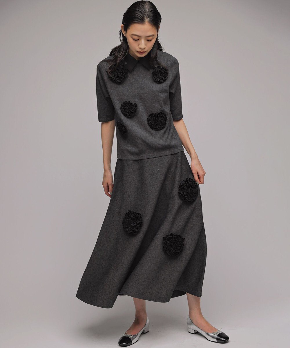 組曲 S 【組曲×setsuko sagittaire】ボンボンフラワー襟付き ニット 