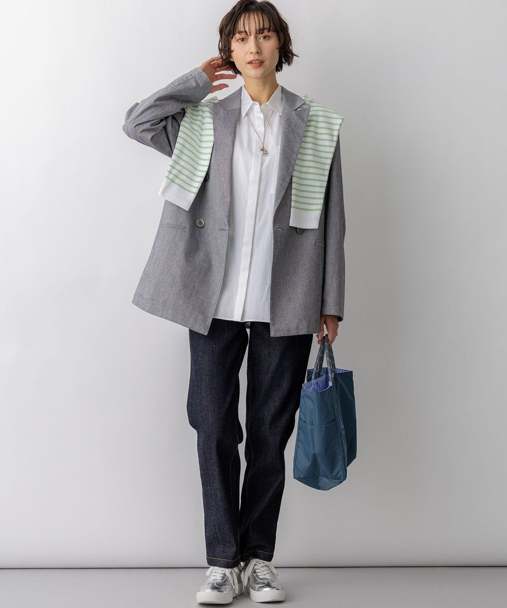 23区 Armo-lux パネルボーダー クロップド カットソー 