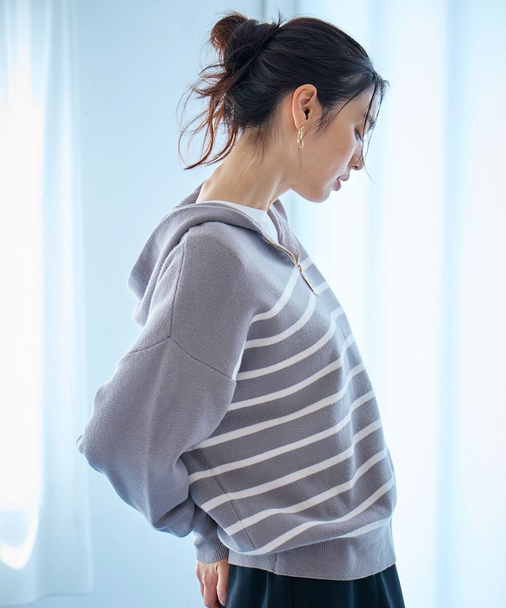 ANY 【洗濯機可】しあわせタッチハーフジップフーディー 