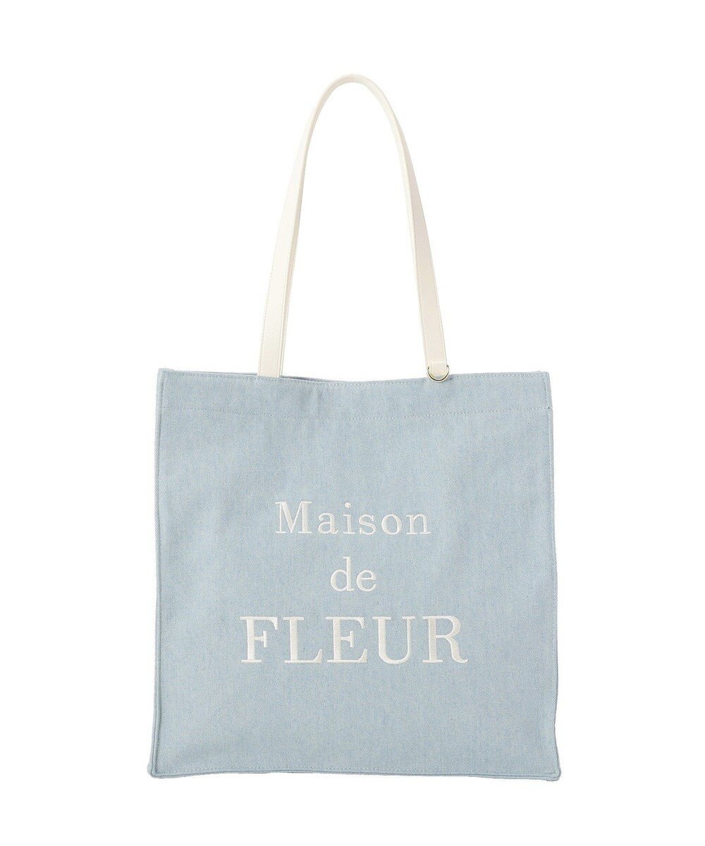 Maison de FLEUR デニムブランドロゴスクエアトートバッグ 