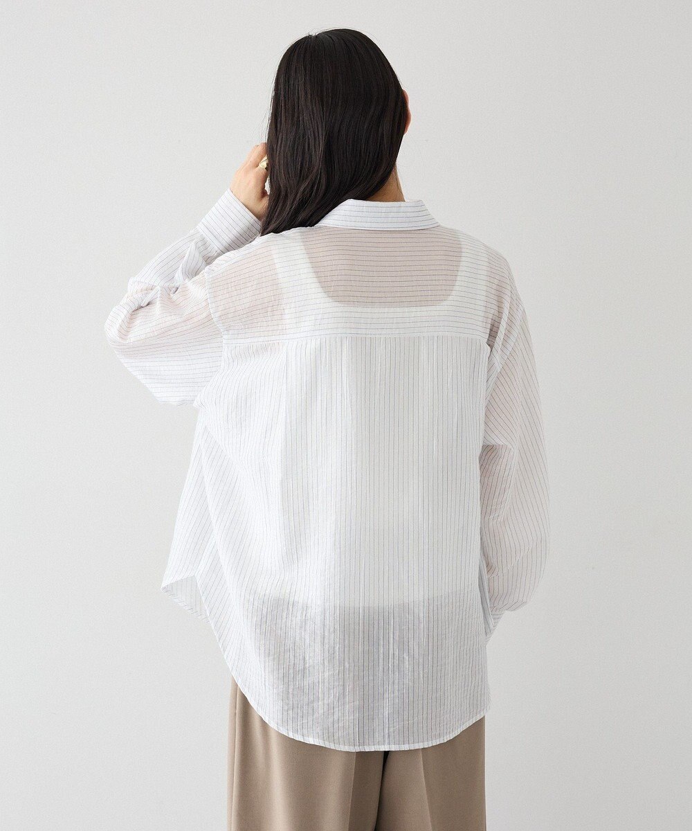 CRAFT STANDARD BOUTIQUE 【2点SET】スカーフ付きシアーストライプシャツ 