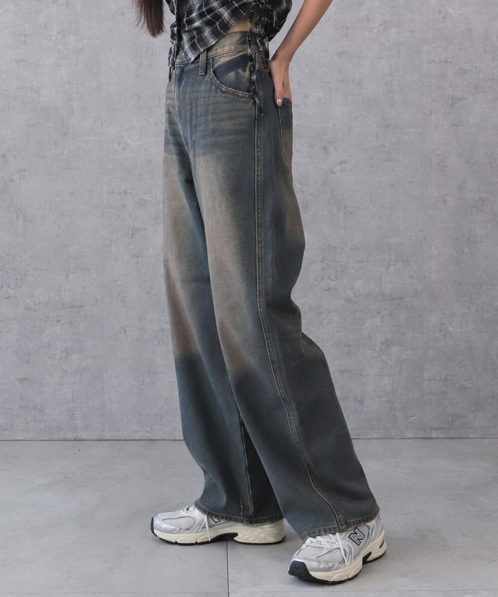 WEGO 【新色追加/美脚/XSSMLサイズ展開】ストレートデニムパンツ 